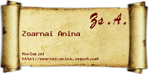 Zsarnai Anina névjegykártya